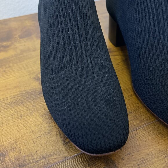 NEW Everlane Chelsea Black Ribbed Knit Ankle Boots Block Heels 9 - Picture 11 of 11
